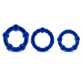 Набор из 3 синих эрекционных колец Stay Hard Beaded Cockrings - Blush Novelties - в Ессентуках купить с доставкой