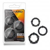 Набор из 3 чёрных эрекционных колец Stay Hard Beaded Cockrings - Blush Novelties - в Ессентуках купить с доставкой