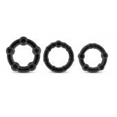 Набор из 3 чёрных эрекционных колец Stay Hard Beaded Cockrings - Blush Novelties - в Ессентуках купить с доставкой