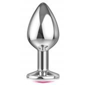 Большая серебристая анальная пробка Diamond Pink Sparkle Large с розовым кристаллом - 8 см. - Lola Games - купить с доставкой в Ессентуках
