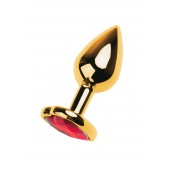 Золотистая анальная пробка с кристаллом-сердцем - 7,5 см. - ToyFa - купить с доставкой в Ессентуках