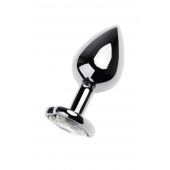 Серебристая анальная пробка с прозрачным кристаллом-сердцем - 8 см. - ToyFa - купить с доставкой в Ессентуках