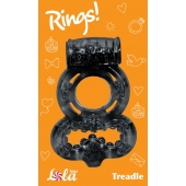 Чёрное эрекционное кольцо Rings Treadle с подхватом - Lola Games - в Ессентуках купить с доставкой