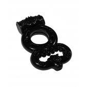 Чёрное эрекционное кольцо Rings Treadle с подхватом - Lola Games - в Ессентуках купить с доставкой