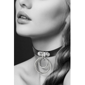 Черный чокер с двумя кольцами - Bijoux Pour Toi - купить с доставкой в Ессентуках