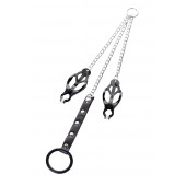 Черно-серебристые зажимы для сосков с кольцом для пениса TOYFA Metal - ToyFa - купить с доставкой в Ессентуках