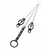 Черно-серебристые зажимы для сосков с кольцом для пениса TOYFA Metal - ToyFa - купить с доставкой в Ессентуках