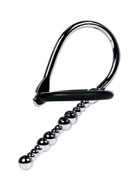 Серебристый уретральный плаг-бусины TOYFA Metal с мягким фиксириющим кольцом - ToyFa - купить с доставкой в Ессентуках