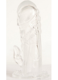 Прозрачная гелевая насадка с клиторальным отростком - 13 см. - Toyfa Basic - в Ессентуках купить с доставкой
