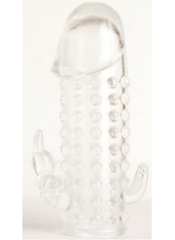 Гелевая прозрачная насадка с 2 отростками - 13 см. - Toyfa Basic - в Ессентуках купить с доставкой