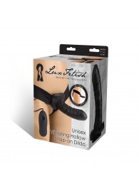 Чёрный полый страпон с вибрацией Unisex Vibrating Hollow Strap-On - 14 см. - Lux Fetish - купить с доставкой в Ессентуках