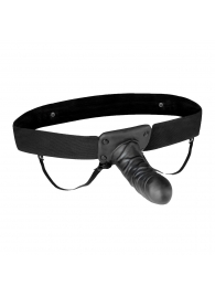 Чёрный полый страпон с вибрацией Unisex Vibrating Hollow Strap-On - 14 см. - Lux Fetish - купить с доставкой в Ессентуках