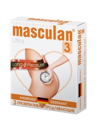 Розовые презервативы Masculan Ultra Long Pleasure с колечками, пупырышками и продлевающим эффектом - 3 шт. - Masculan - купить с доставкой в Ессентуках