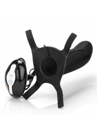Черный страпон с вибратором Mojo Ghia - Seven Creations - купить с доставкой в Ессентуках