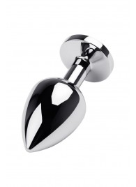 Серебристая коническая анальная пробка с красным кристаллом - 8 см. - ToyFa - купить с доставкой в Ессентуках