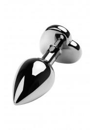 Серебристая коническая анальная пробка с красным кристаллом-сердечком - 7 см. - ToyFa - купить с доставкой в Ессентуках