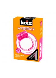 Розовое эрекционное виброкольцо LUXE VIBRO  Техасский бутон  + презерватив - Luxe - в Ессентуках купить с доставкой