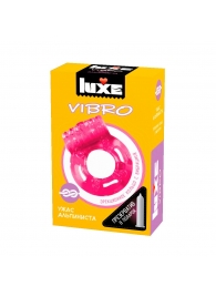 Розовое эрекционное виброкольцо Luxe VIBRO  Ужас Альпиниста  + презерватив - Luxe - в Ессентуках купить с доставкой