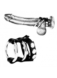 Двойное металлическое кольцо на пенис с регулируемым ремешком - BlueLine - купить с доставкой в Ессентуках