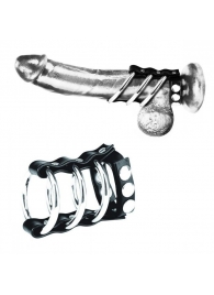 Тройное металлическое кольцо на пенис с регулируемым ремешком - BlueLine - купить с доставкой в Ессентуках