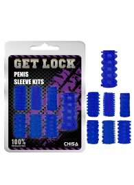 Набор из 7 синих насадок на пенис Get Lock - Chisa - в Ессентуках купить с доставкой