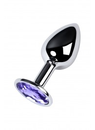 Серебристая конусовидная анальная пробка с фиолетовым кристаллом - 7 см. - ToyFa - купить с доставкой в Ессентуках