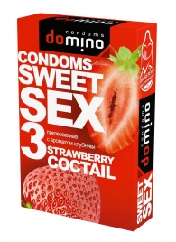 Презервативы для орального секса DOMINO Sweet Sex с ароматом клубничного коктейля  - 3 шт. - Domino - купить с доставкой в Ессентуках