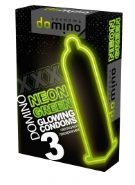 Презервативы DOMINO Neon Green со светящимся в темноте кончиком - 3 шт. - Domino - купить с доставкой в Ессентуках