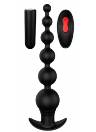 Черный анальный вибромассажер REMOTE GRADUATING BEADS - 20,7 см. - Dream Toys