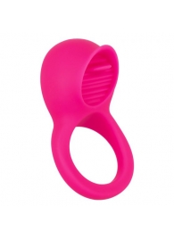 Ярко-розовое эрекционное кольцо Silicone Rechargeable Teasing Tongue Enhancer - California Exotic Novelties - в Ессентуках купить с доставкой