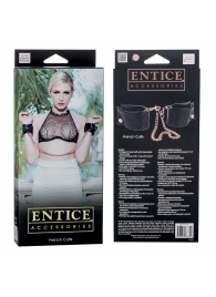 Черные мягкие наручники Entice French Cuffs с цепью - California Exotic Novelties - купить с доставкой в Ессентуках