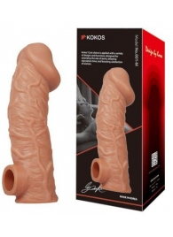 Телесная насадка на фаллос с отверстием для мошонки EXTREME SLEEVE - 17,6 см. - KOKOS - в Ессентуках купить с доставкой
