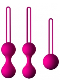Набор из 3 вагинальных шариков Кегеля розового цвета - Джага-Джага