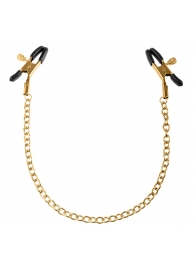 Чёрные с золотом зажимы на соски Gold Chain Nipple Clamps - Pipedream - купить с доставкой в Ессентуках