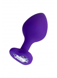 Фиолетовая анальная втулка Diamond Heart с прозрачным кристаллом - 8 см. - ToyFa - купить с доставкой в Ессентуках