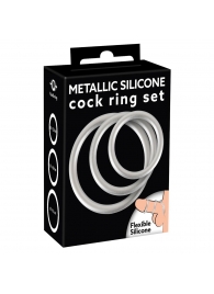 Набор из 3 эрекционных колец под металл Metallic Silicone Cock Ring Set - Orion - в Ессентуках купить с доставкой