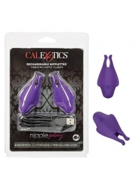 Фиолетовые виброзажимы для сосков Nipple Play Rechargeable Nipplettes - California Exotic Novelties - купить с доставкой в Ессентуках