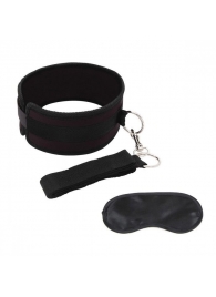 Черный ошейник с длинным поводком Collar and Leash Set - Lux Fetish - купить с доставкой в Ессентуках