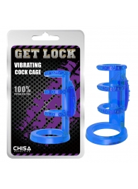 Синяя насадка-клетка с вибрацией Vibrating Cock Cage - 7,6 см. - Chisa - в Ессентуках купить с доставкой