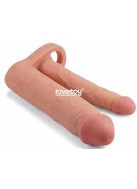 Телесная насадка для двойного проникновения Add 2 Pleasure X Tender Double Penis Sleeve - 20 см. - Lovetoy - в Ессентуках купить с доставкой