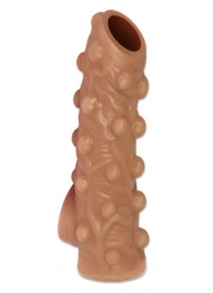 Телесная насадка с бугорками и открытой головкой Nude Sleeve L - 14 см. - KOKOS - в Ессентуках купить с доставкой