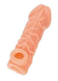 Телесная закрытая насадка с венками Cock Sleeve Size S - 13,8 см. - KOKOS - в Ессентуках купить с доставкой