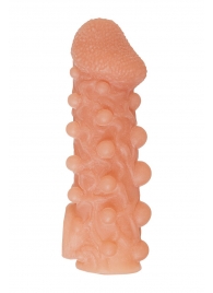 Телесная закрытая насадка с шариками Cock Sleeve Size S - 13,8 см. - KOKOS - в Ессентуках купить с доставкой