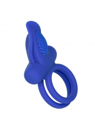 Синее перезаряжаемое эрекционное кольцо Silicone Rechargeable Dual Pleaser Enhancer - California Exotic Novelties - в Ессентуках купить с доставкой