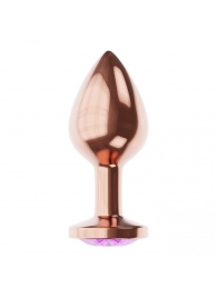 Пробка цвета розового золота с фиолетовым кристаллом Diamond Amethyst Shine S - 7,2 см. - Lola Games - купить с доставкой в Ессентуках