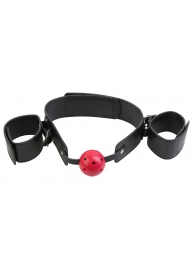 Кляп-наручники с красным шариком Breathable Ball Gag Restraint - Pipedream - купить с доставкой в Ессентуках