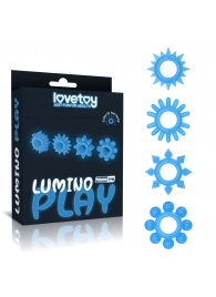 Набор из 4 голубых, светящихся в темноте эрекционных колец Lumino Play - Lovetoy - в Ессентуках купить с доставкой