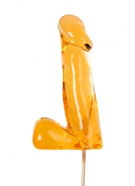 Оранжевый леденец в форме пениса со вкусом аморетто - Sosuчki - купить с доставкой в Ессентуках