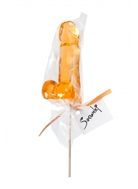 Оранжевый леденец в форме пениса со вкусом аморетто - Sosuчki - купить с доставкой в Ессентуках