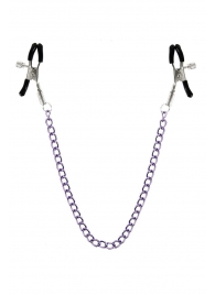 Зажимы для сосков с фиолетовой цепочкой Sweet Caress Nipple Chain - Sweet Caress - купить с доставкой в Ессентуках